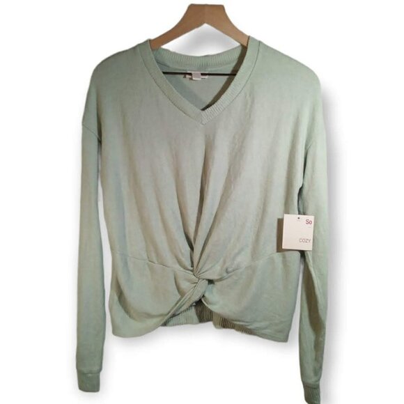 NWT So Mint Green Twist Front Sweater Size S - Picture 1 of 3
